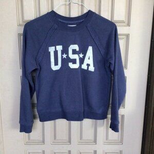 Grayson Threads Sweatshirt USA Cropped Smoky Blue SzS Pre-Owned